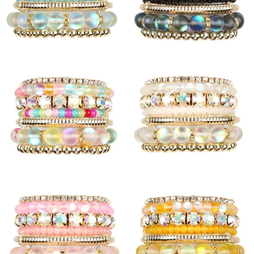 Grey Celadon Mermaid Glass Bracelet Set - Picture 2 of 4